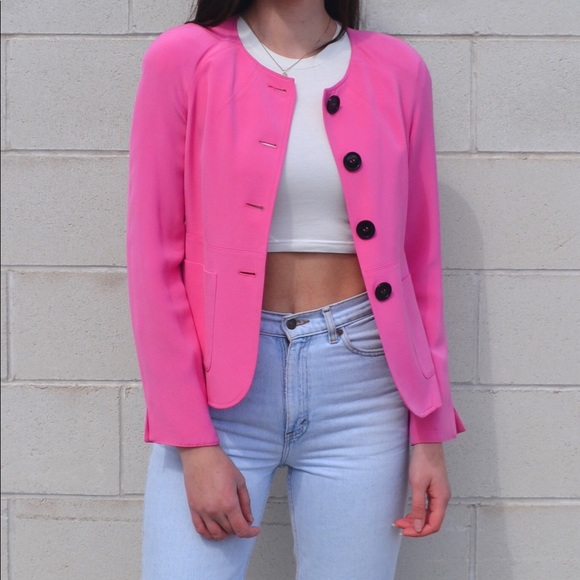 Hot Pink Silk Blazer - Picture 2 of 4